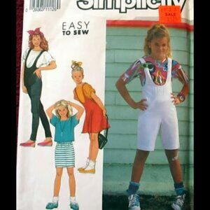 Simplicity 7198 Girls Mini Skirt, Jumpsuit for Stretch Knits Sizes 7-14